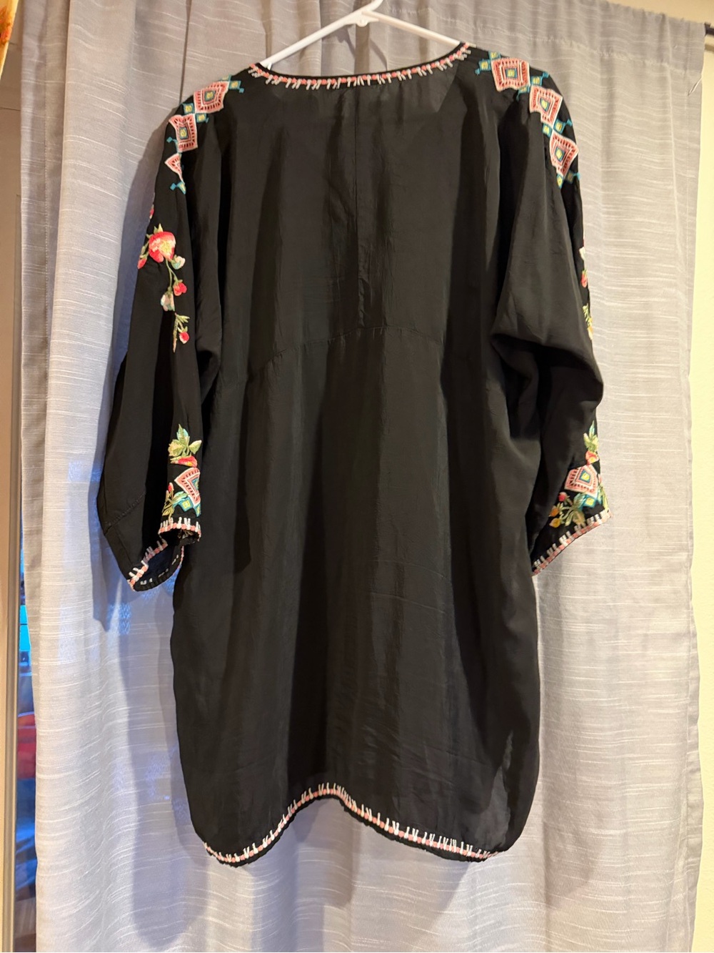 Johnny Was Black Tunic with Multicolor Floral Embroidery - Picture 6 of 9